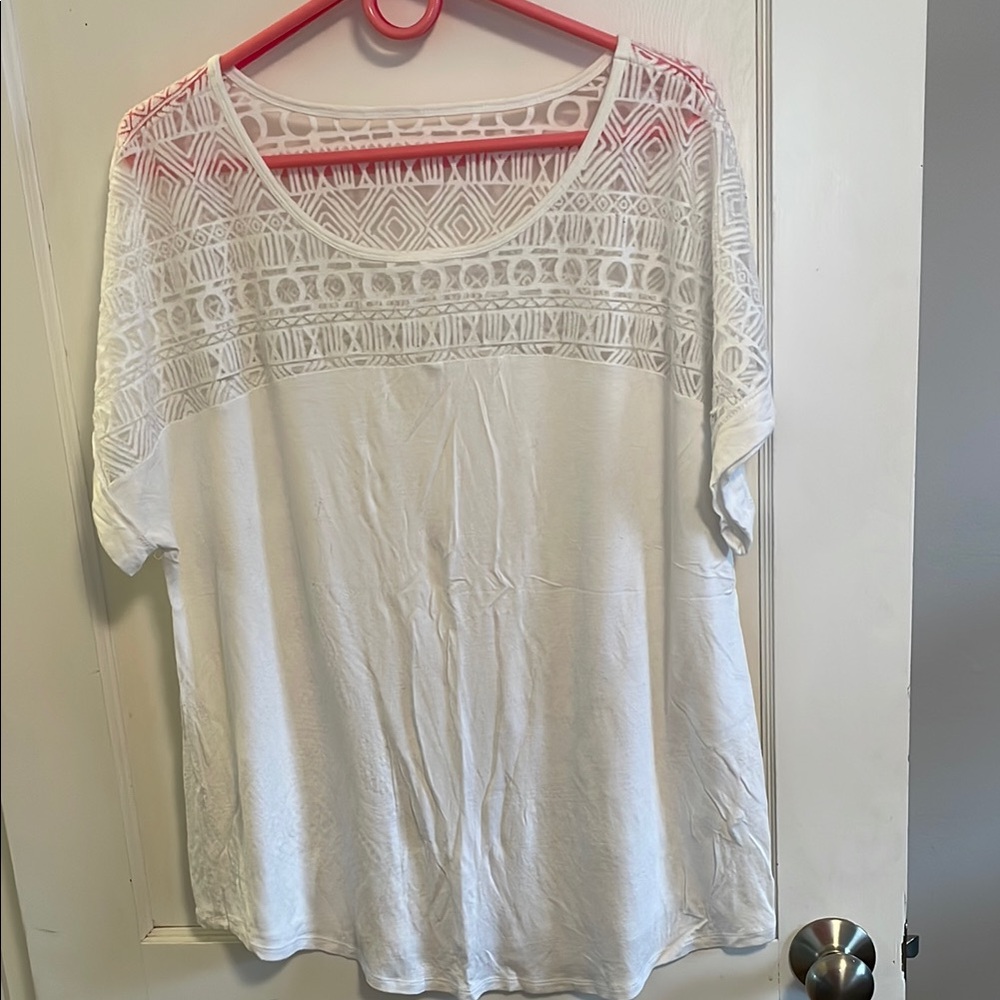 Lane Bryant White Lace Detail Women's Top